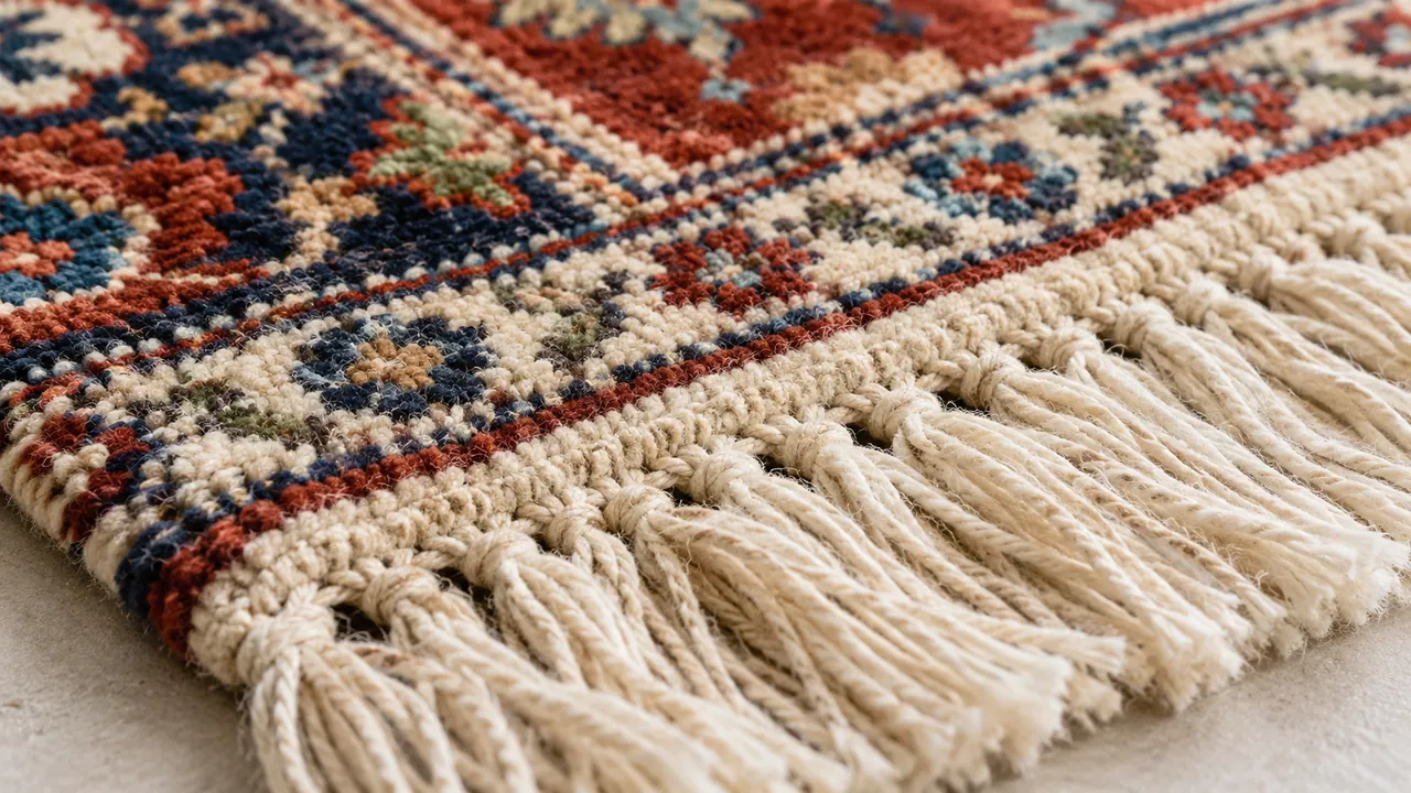 Cumhuriyette en iyi halı yıkama – yün halı dokusu ve saçak detayı Cumhuriyette en iyi halı yıkama – yün halı dokusu ve saçak detayı